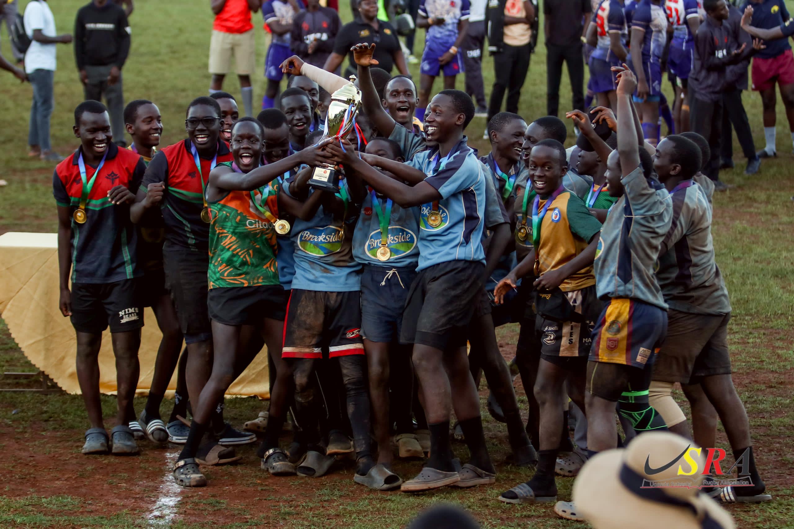 School rugby match in progress - students demonstrating teamwork and skill