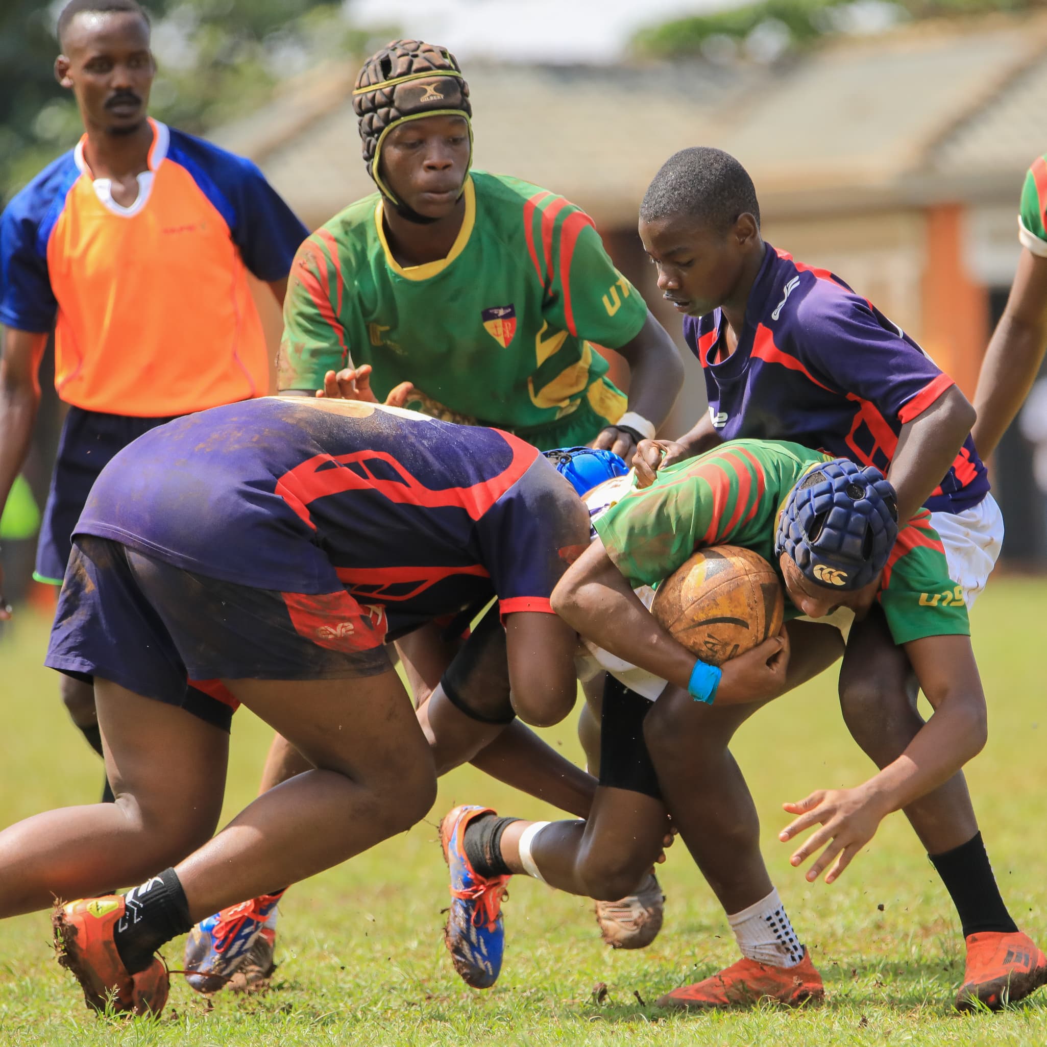 School rugby tournament - passionate players in action